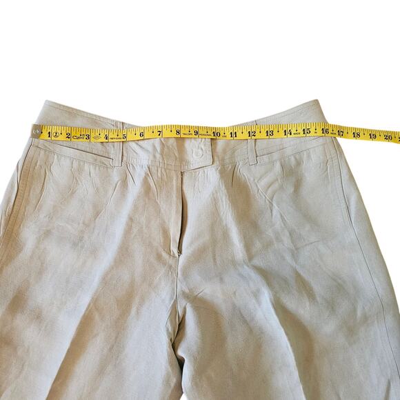 Larry Levine Petite Beige Linen Capri Dress Pants Trousers Size 12P - Picture 5 of 7